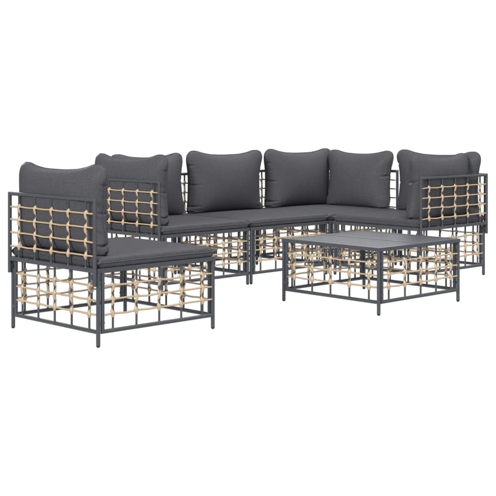Loungegrupp 6 Delar Med Dynor Antracit Konstrotting
