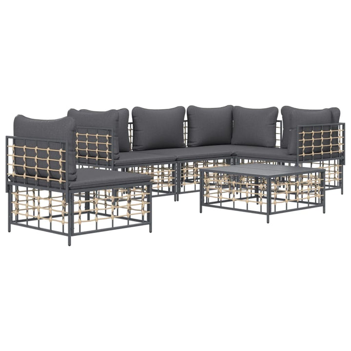 Loungegrupp 6 Delar Med Dynor Antracit Konstrotting
