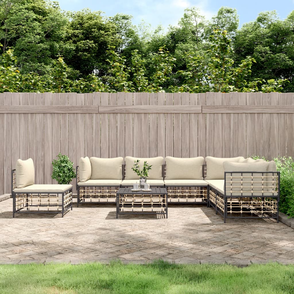 Loungegrupp 6 Delar Med Dynor Antracit Konstrotting