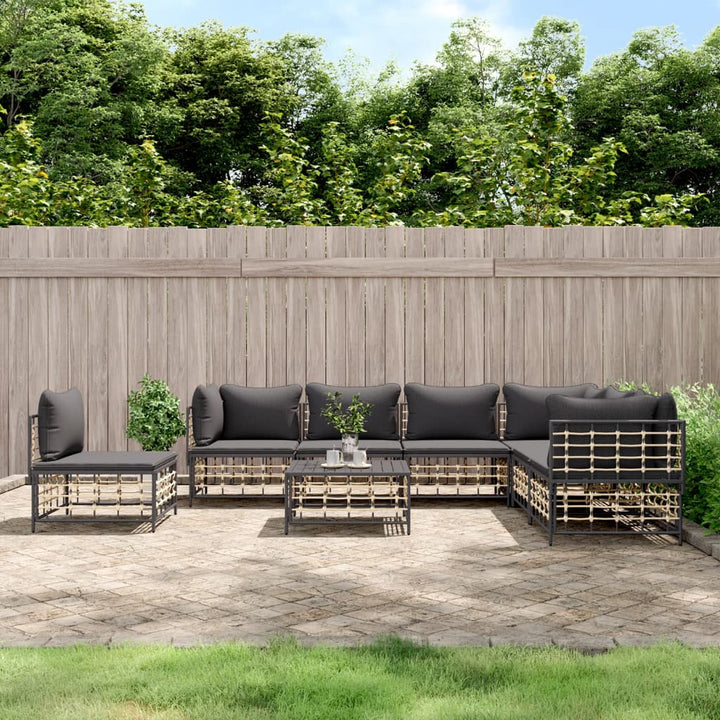 Loungegrupp 6 Delar Med Dynor Antracit Konstrotting