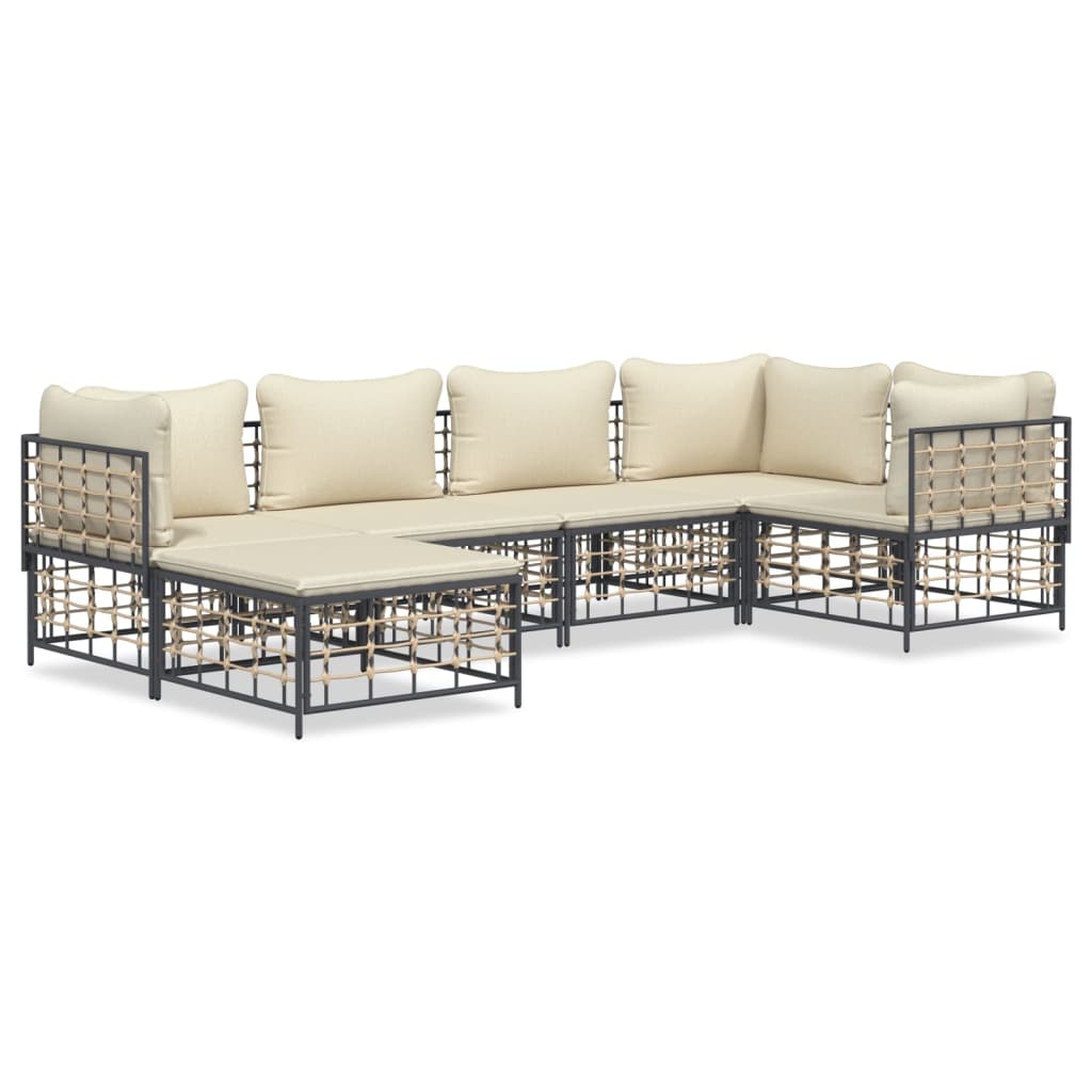 Loungegrupp 6 Delar Med Dynor Antracit Konstrotting
