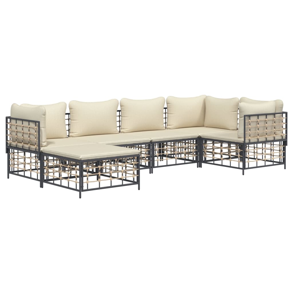 Loungegrupp 6 Delar Med Dynor Antracit Konstrotting