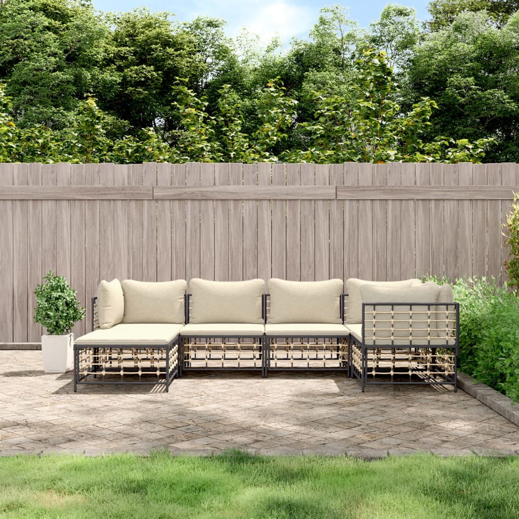 Loungegrupp 6 Delar Med Dynor Antracit Konstrotting