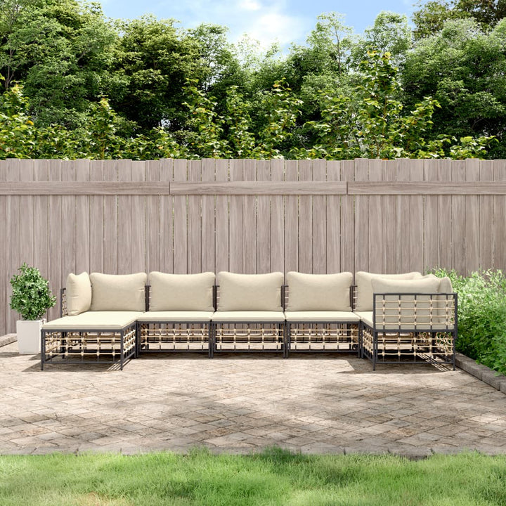 Loungegrupp 6 Delar Med Dynor Antracit Konstrotting