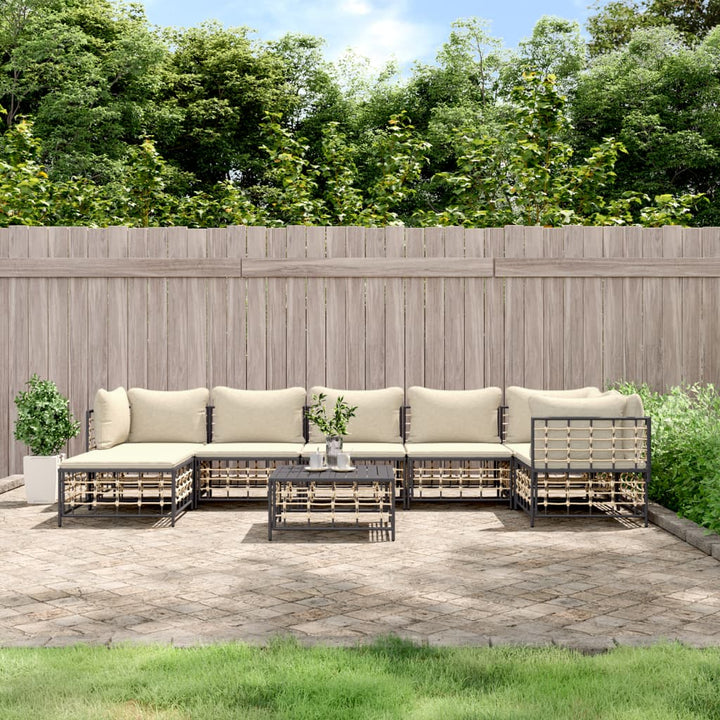 Loungegrupp 6 Delar Med Dynor Antracit Konstrotting