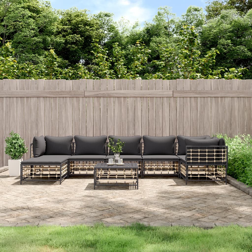 Loungegrupp 6 Delar Med Dynor Antracit Konstrotting