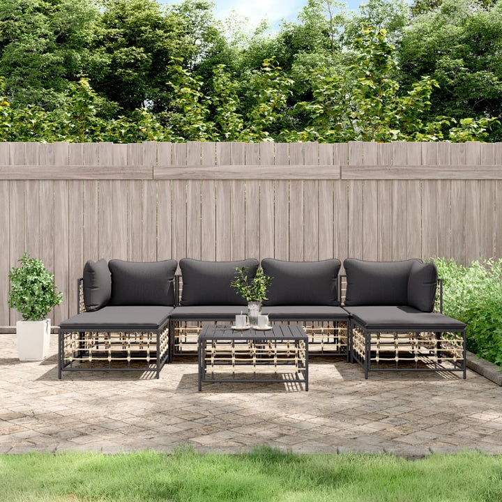 Loungegrupp 6 Delar Med Dynor Antracit Konstrotting