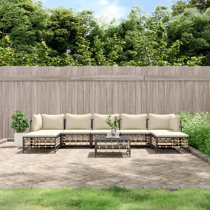 Loungegrupp 6 Delar Med Dynor Antracit Konstrotting