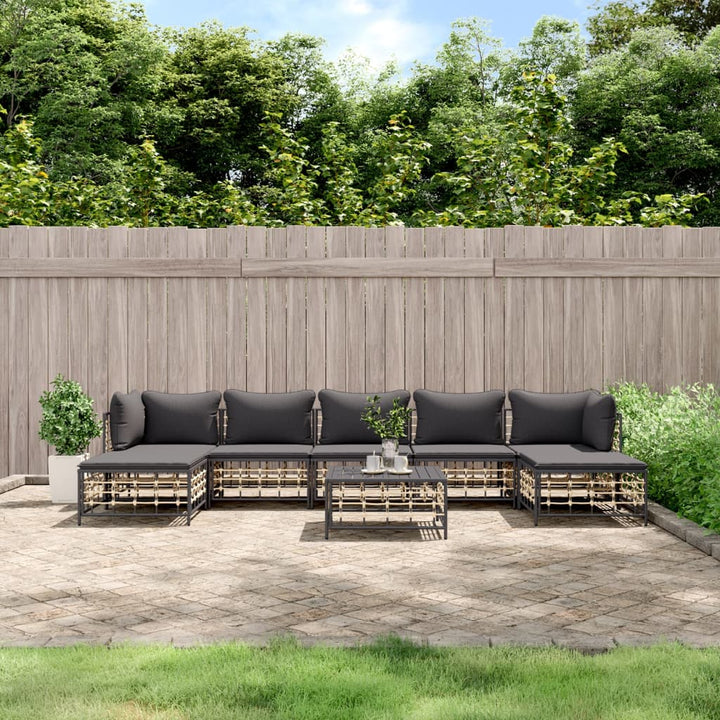 Loungegrupp 6 Delar Med Dynor Antracit Konstrotting