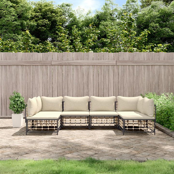 Loungegrupp 6 Delar Med Dynor Antracit Konstrotting
