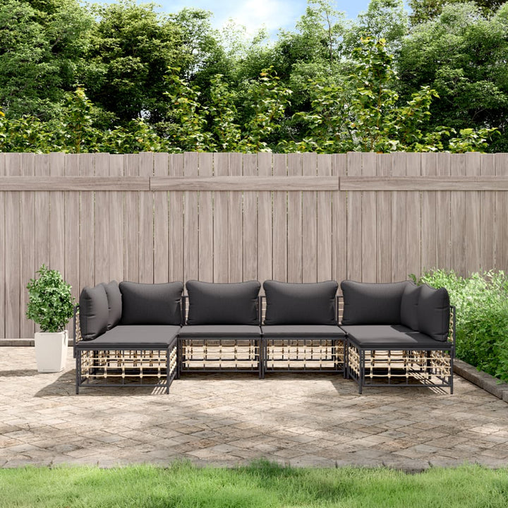 Loungegrupp 6 Delar Med Dynor Antracit Konstrotting