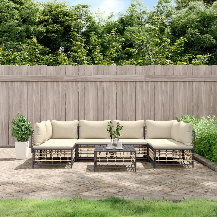 Loungegrupp 6 Delar Med Dynor Antracit Konstrotting