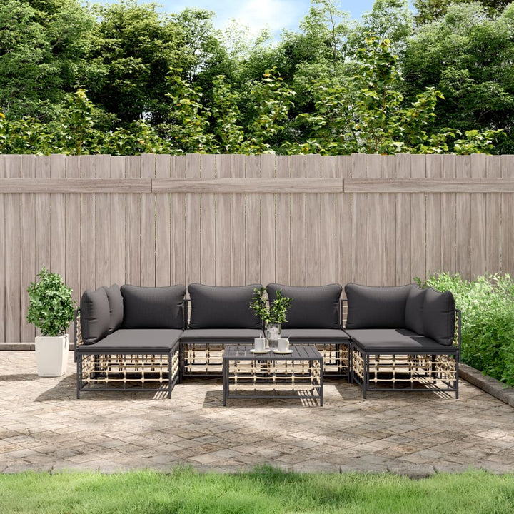 Loungegrupp 6 Delar Med Dynor Antracit Konstrotting