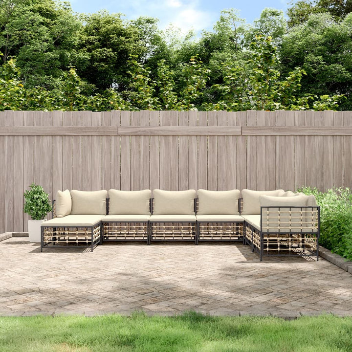 Loungegrupp 6 Delar Med Dynor Antracit Konstrotting