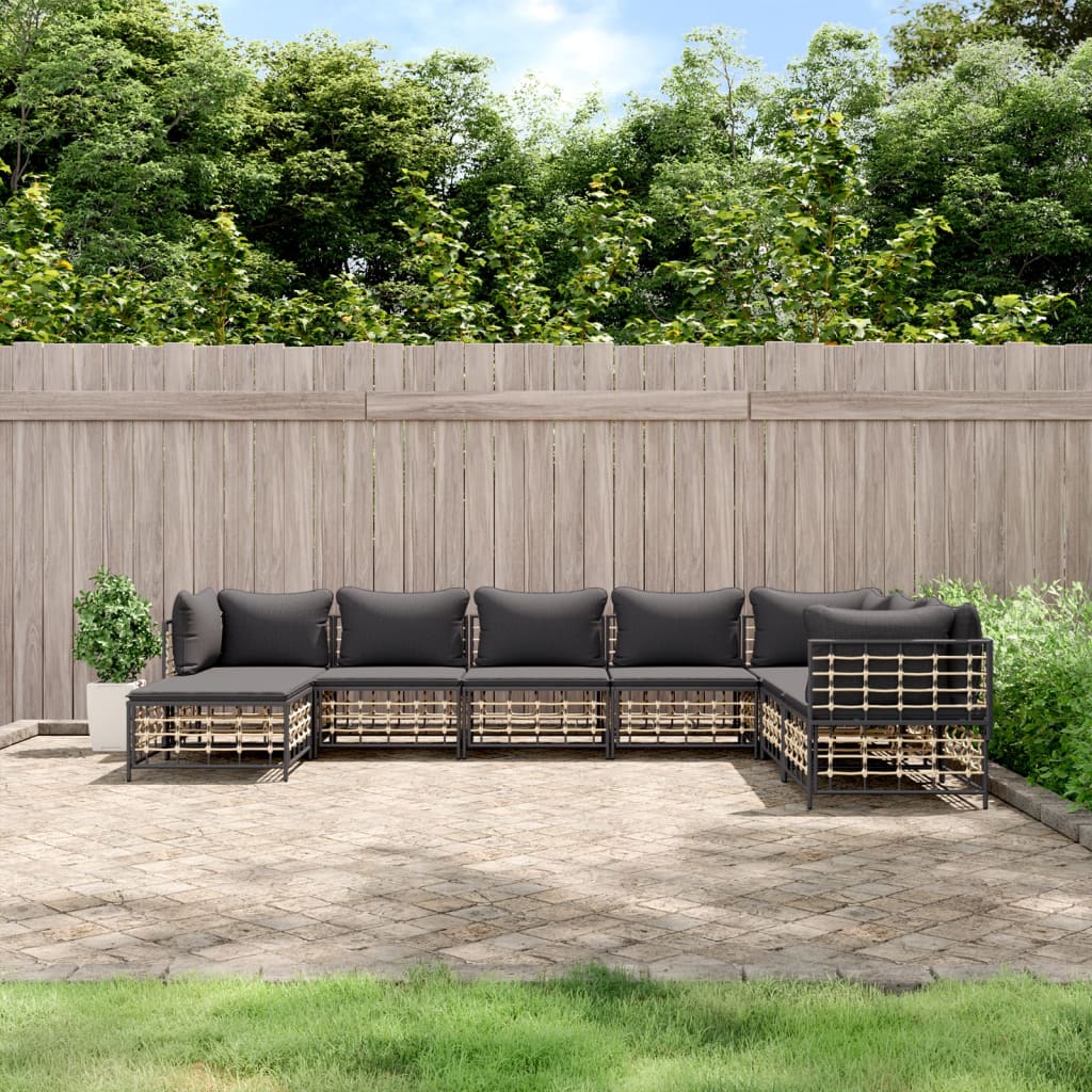 Loungegrupp 6 Delar Med Dynor Antracit Konstrotting