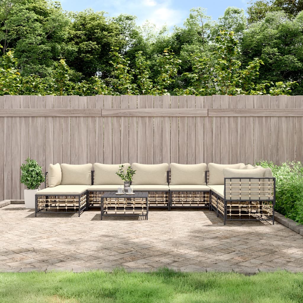 Loungegrupp 6 Delar Med Dynor Antracit Konstrotting