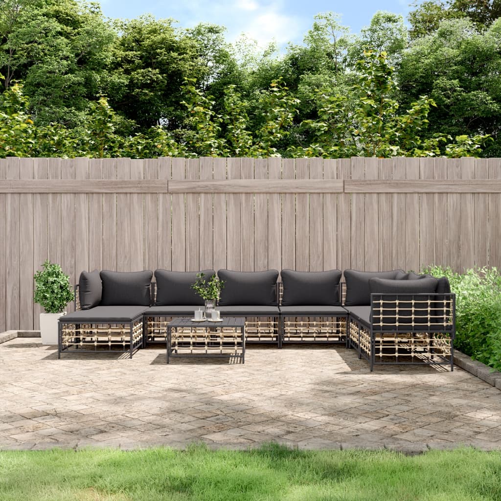 Loungegrupp 6 Delar Med Dynor Antracit Konstrotting