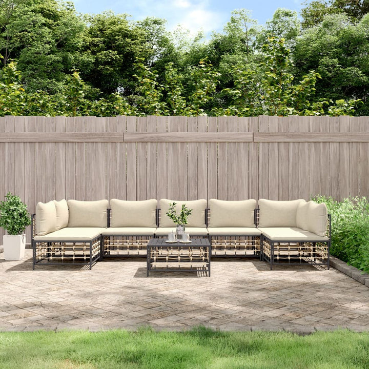 Loungegrupp 6 Delar Med Dynor Antracit Konstrotting
