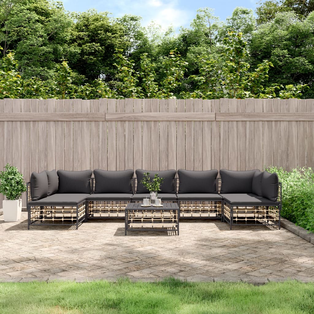Loungegrupp 6 Delar Med Dynor Antracit Konstrotting