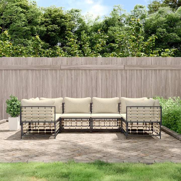 Loungegrupp 6 Delar Med Dynor Antracit Konstrotting