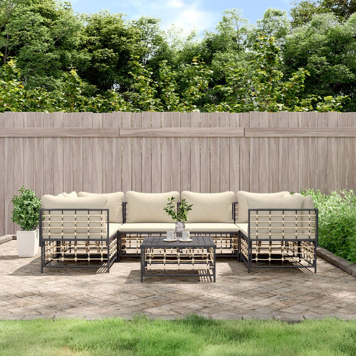 Loungegrupp 6 Delar Med Dynor Antracit Konstrotting
