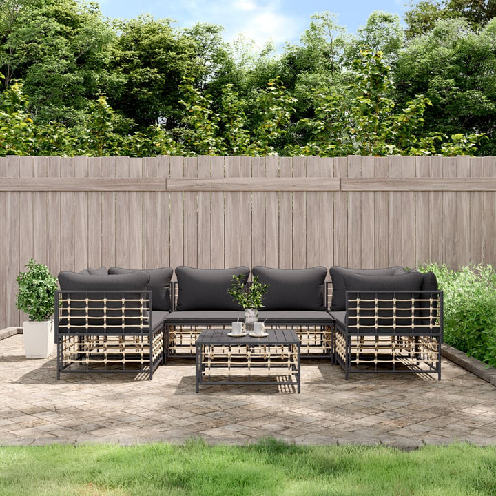 Loungegrupp 6 Delar Med Dynor Antracit Konstrotting