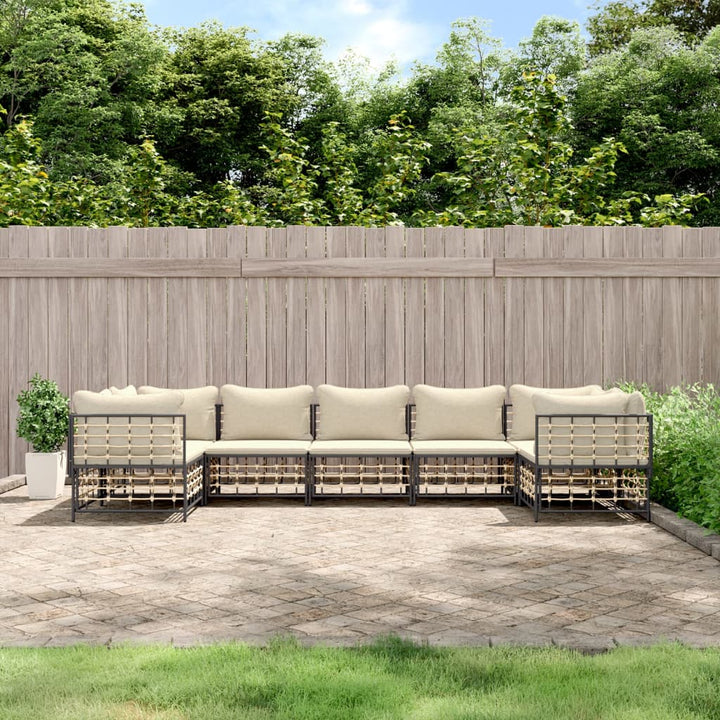 Loungegrupp 6 Delar Med Dynor Antracit Konstrotting