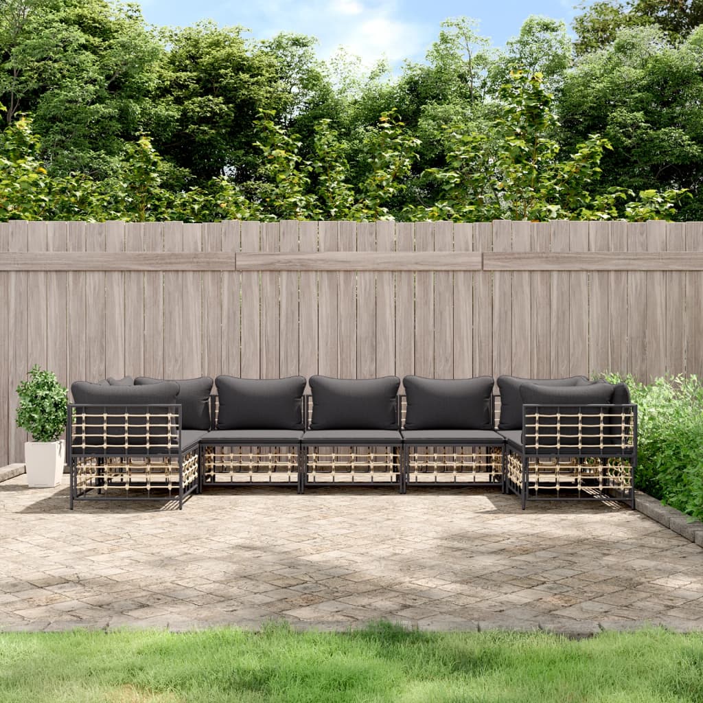 Loungegrupp 6 Delar Med Dynor Antracit Konstrotting