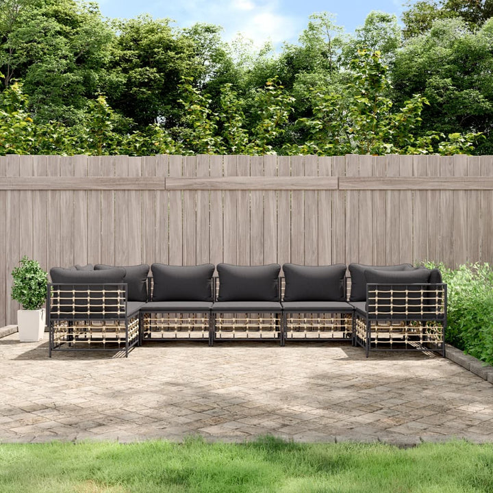 Loungegrupp 6 Delar Med Dynor Antracit Konstrotting