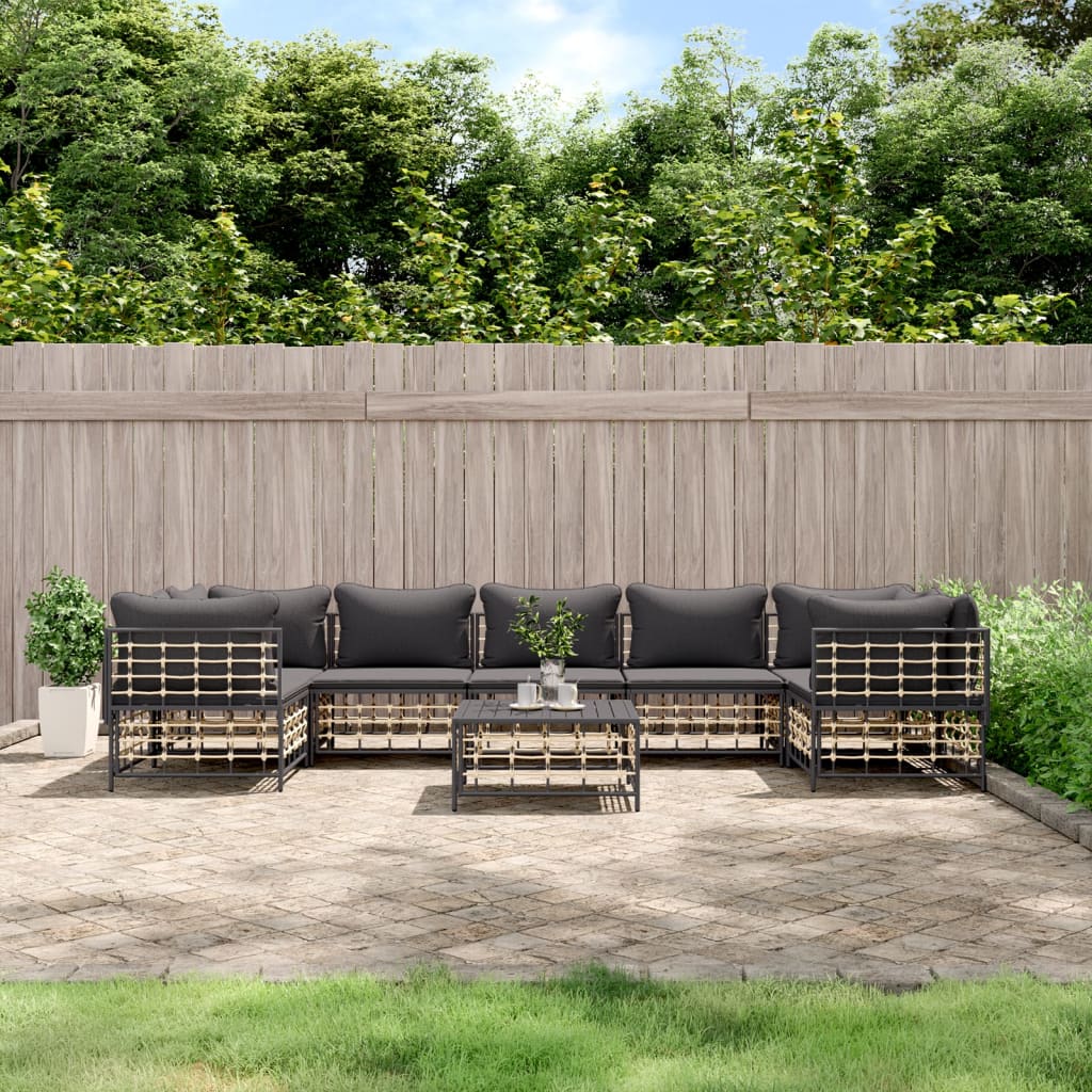 Loungegrupp 6 Delar Med Dynor Antracit Konstrotting