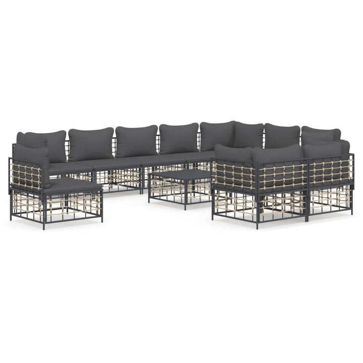 Loungegrupp 11 Delar Med Dynor Antracit Konstrotting