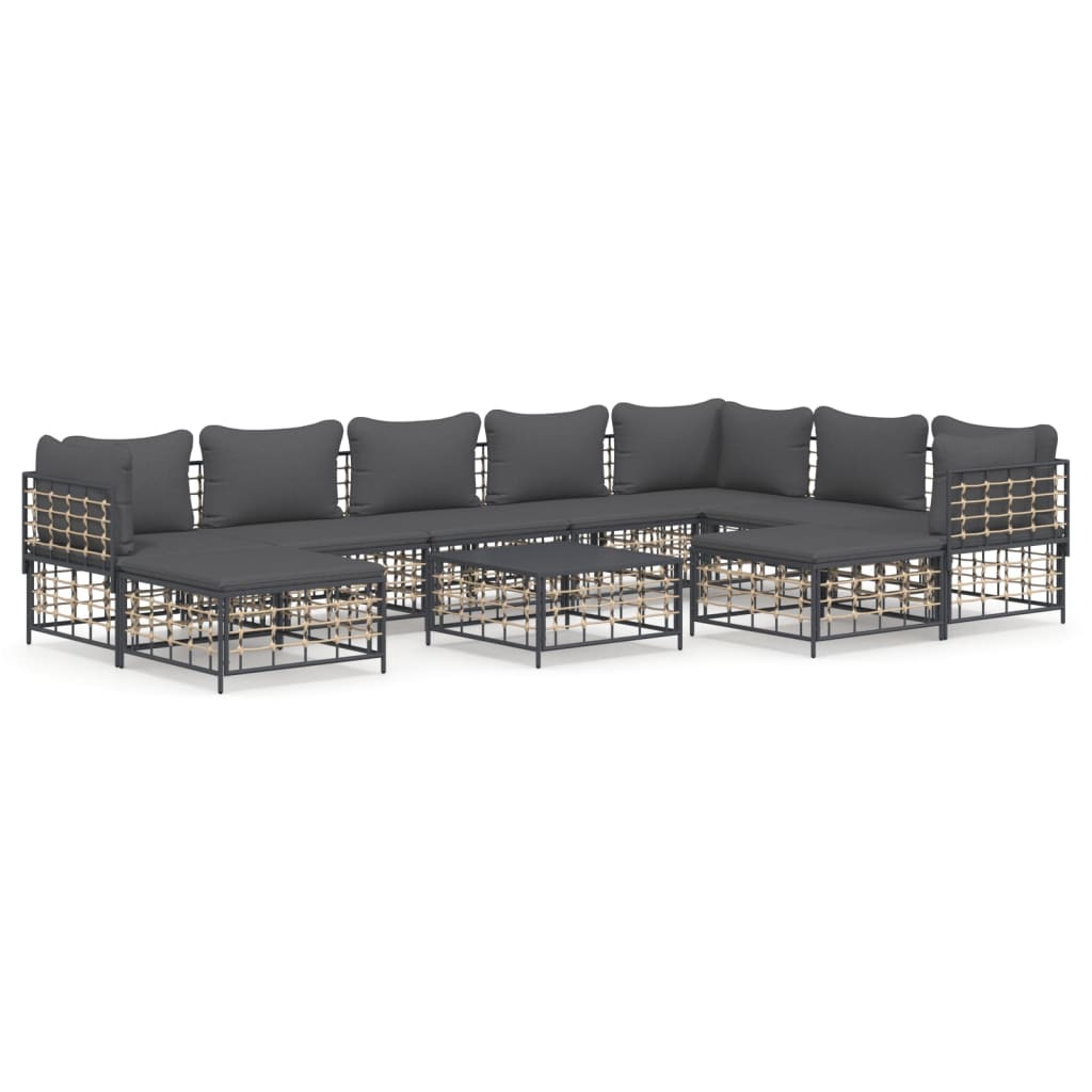 Loungegrupp 10 Delar Med Dynor Antracit Konstrotting