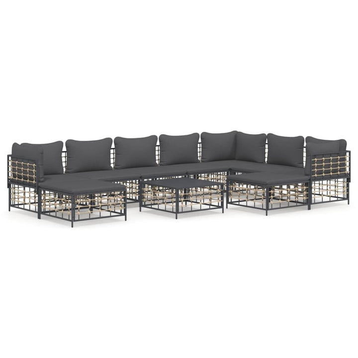 Loungegrupp 10 Delar Med Dynor Antracit Konstrotting