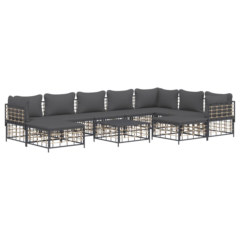 Loungegrupp 10 Delar Med Dynor Antracit Konstrotting