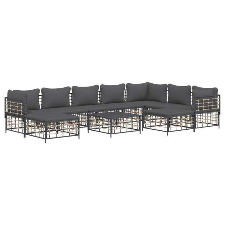 Loungegrupp 10 Delar Med Dynor Antracit Konstrotting