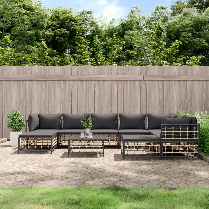 Loungegrupp 10 Delar Med Dynor Antracit Konstrotting