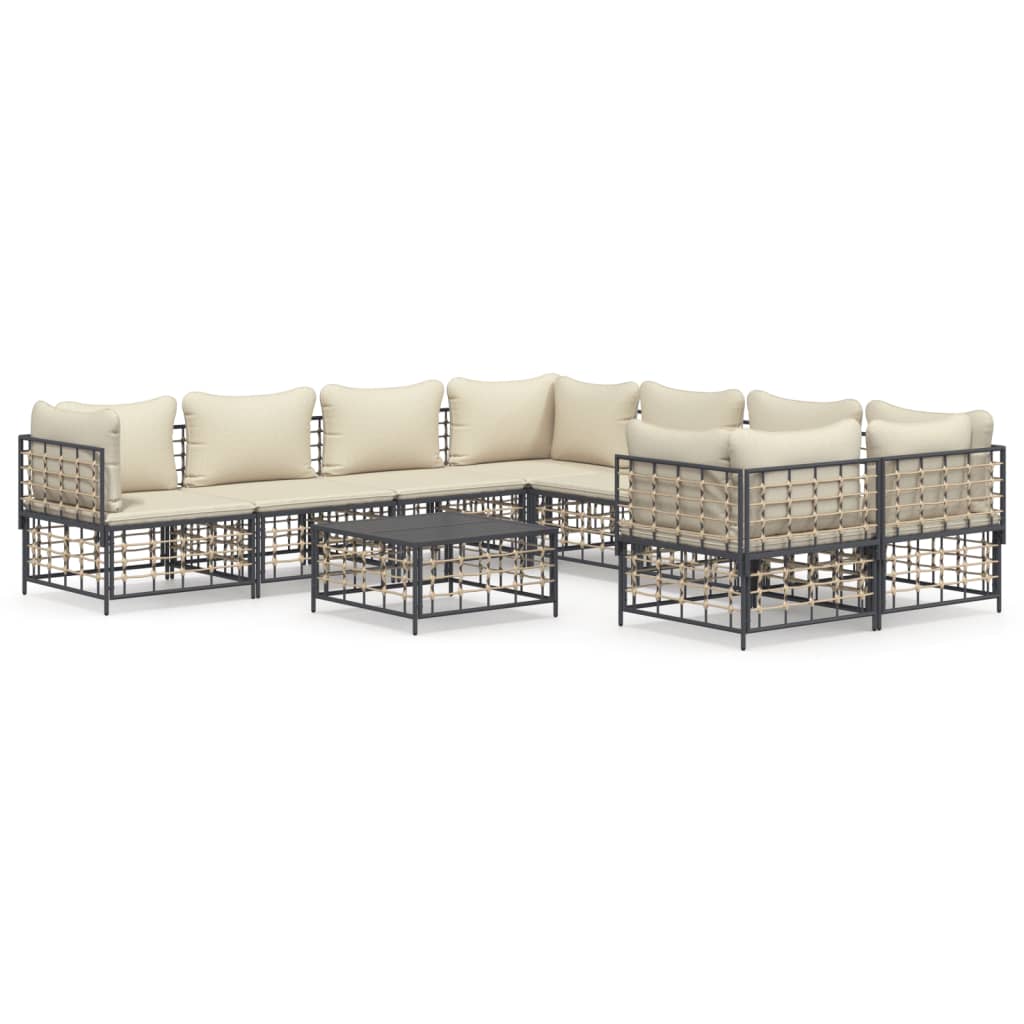 Loungegrupp 9 Delar Med Dynor Antracit Konstrotting