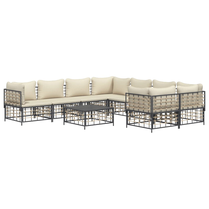 Loungegrupp 9 Delar Med Dynor Antracit Konstrotting