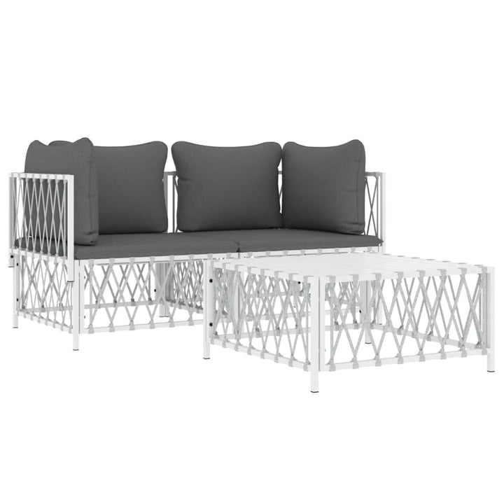 Loungegrupp 3 Delar Med Dynor Stål