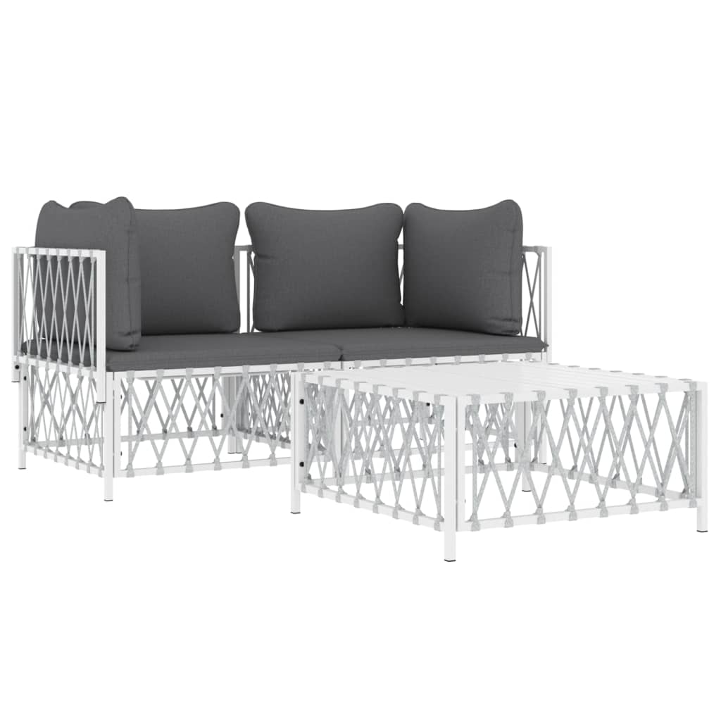 Loungegrupp 3 Delar Med Dynor Stål