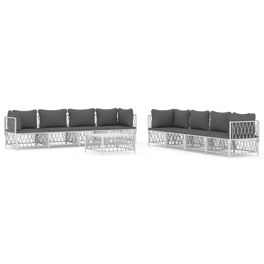 Loungegrupp 9 Delar Med Dynor Stål