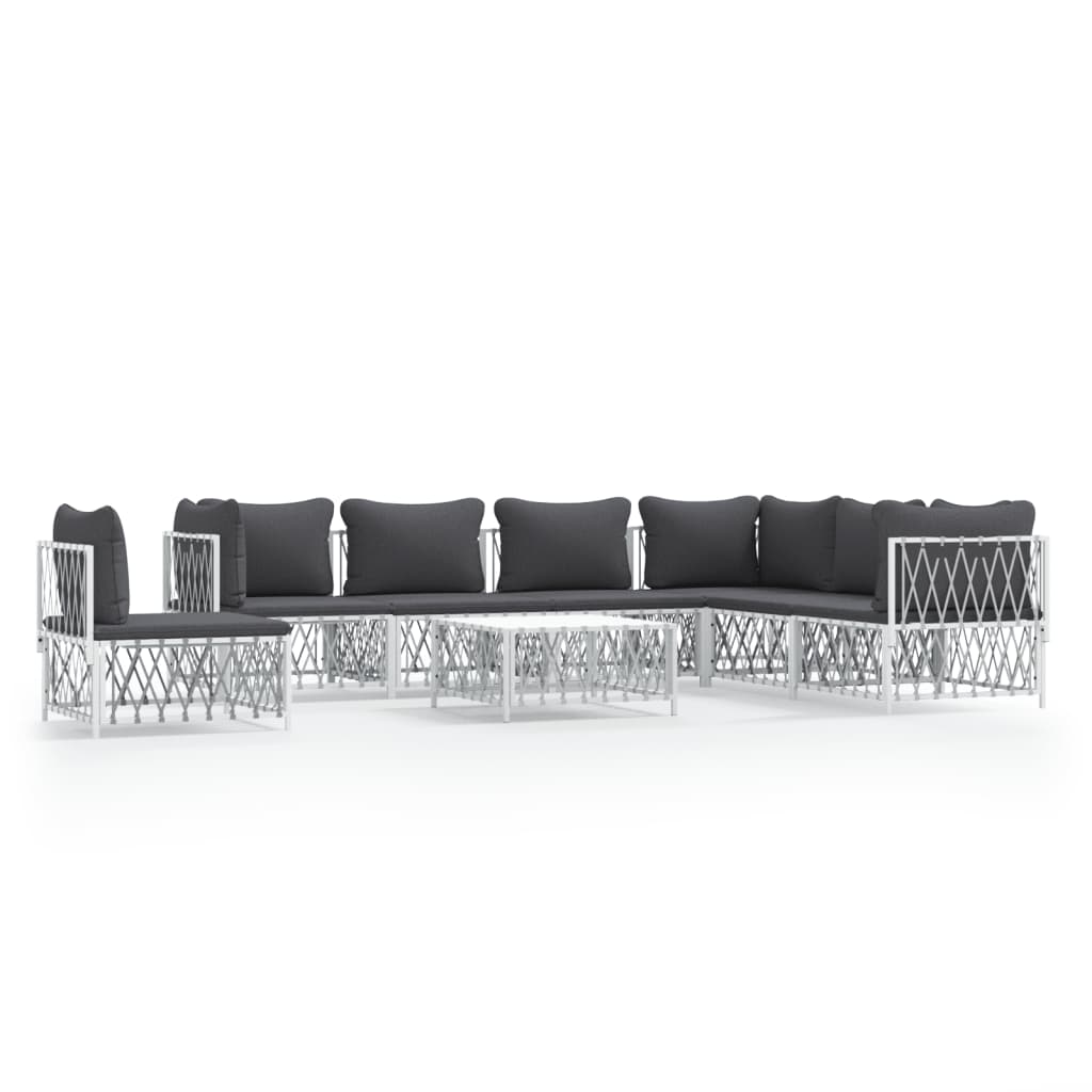 Loungegrupp 8 Delar Med Dynor Stål