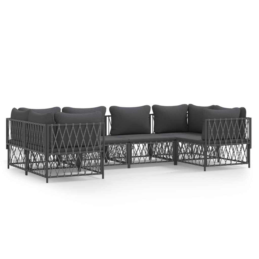 Loungegrupp 6 Delar Med Dynor Stål