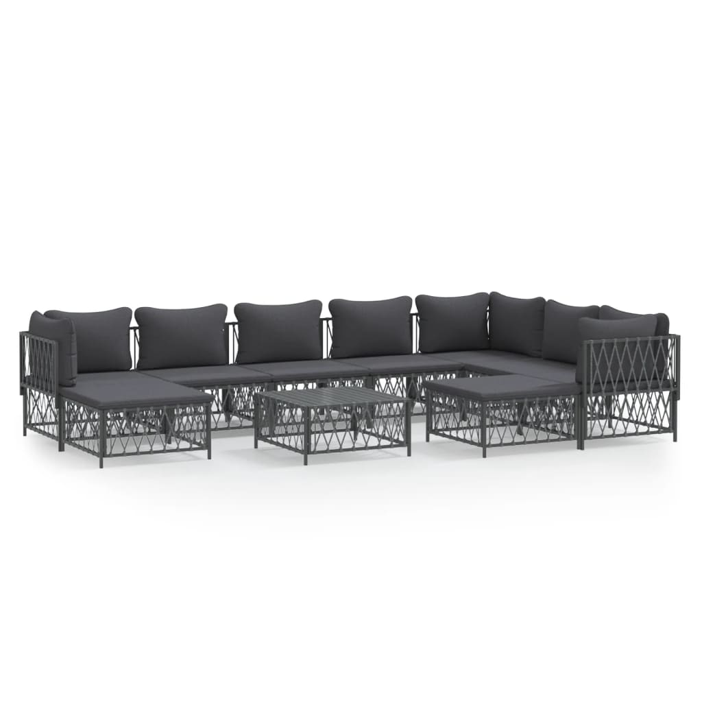 Loungegrupp 10 Delar Med Dynor Stål