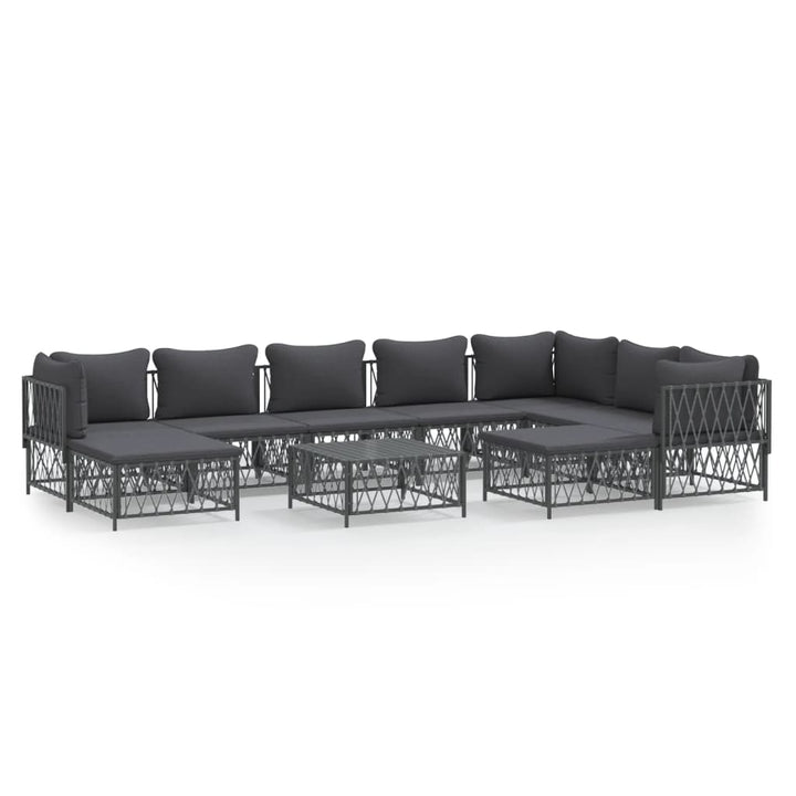 Loungegrupp 10 Delar Med Dynor Stål