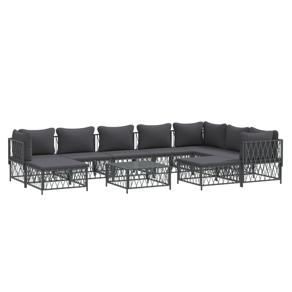 Loungegrupp 10 Delar Med Dynor Stål