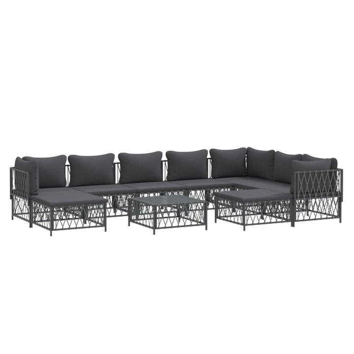 Loungegrupp 10 Delar Med Dynor Stål