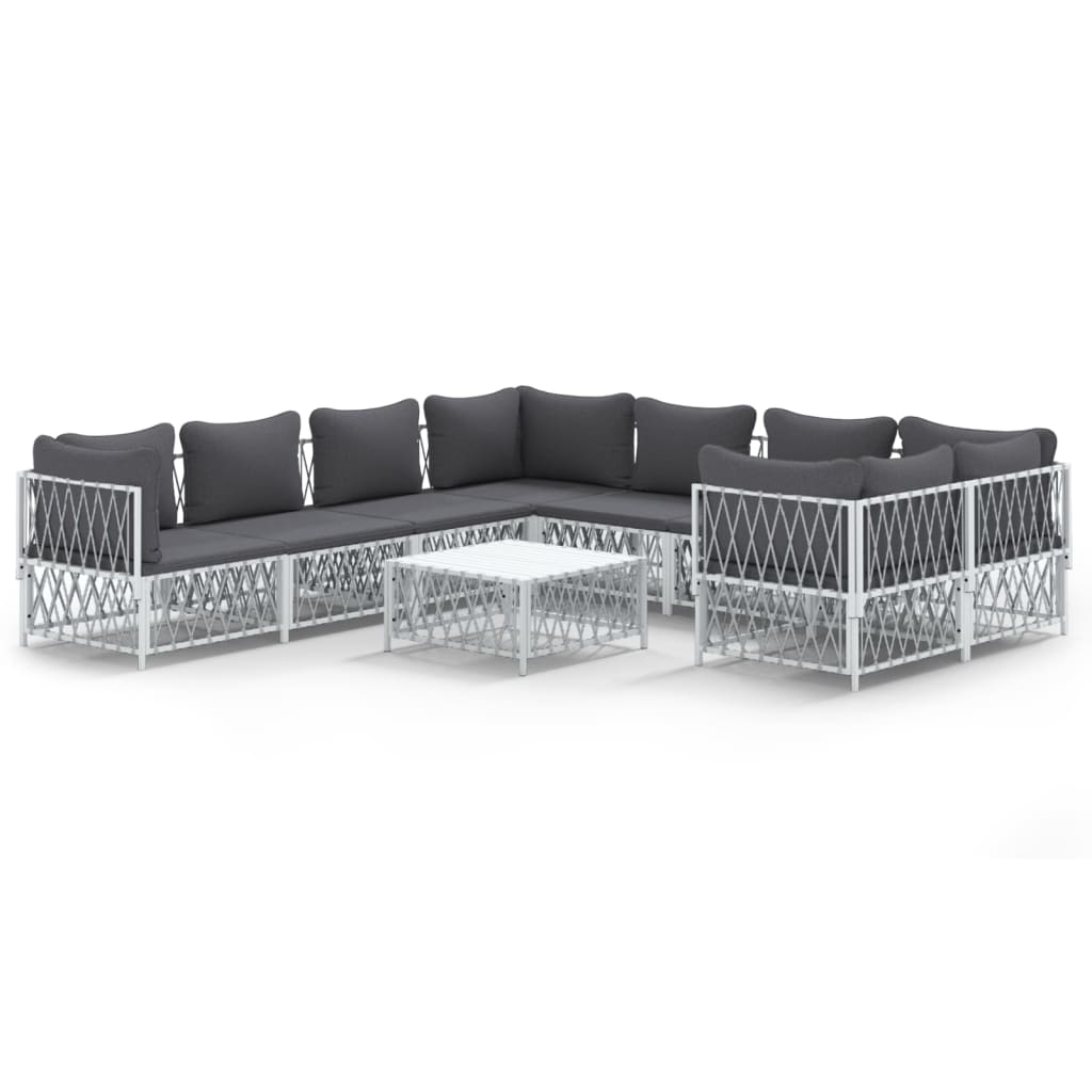 Loungegrupp 9 Delar Med Dynor Stål