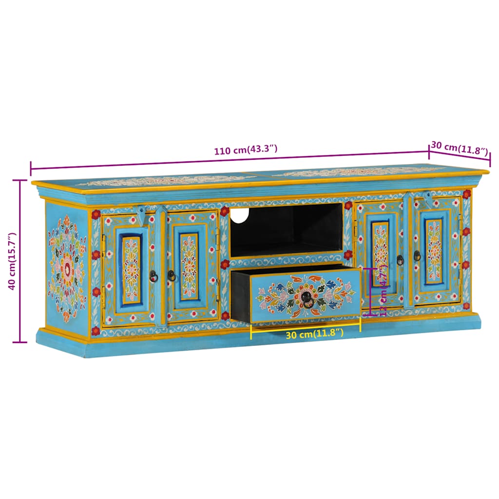Tv-Bänk 110X30X40 Cm Massivt Mangoträ
