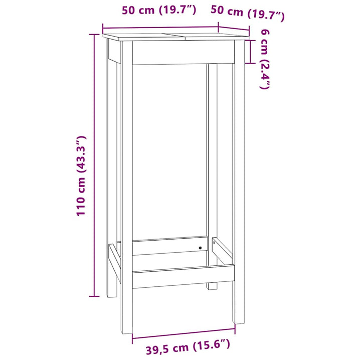 Barbord 50X50X110 Cm Massiv Furu